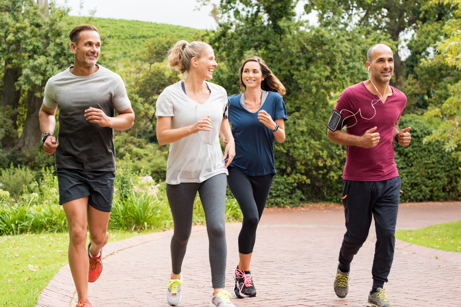 Group of people jogging to boost testosterone